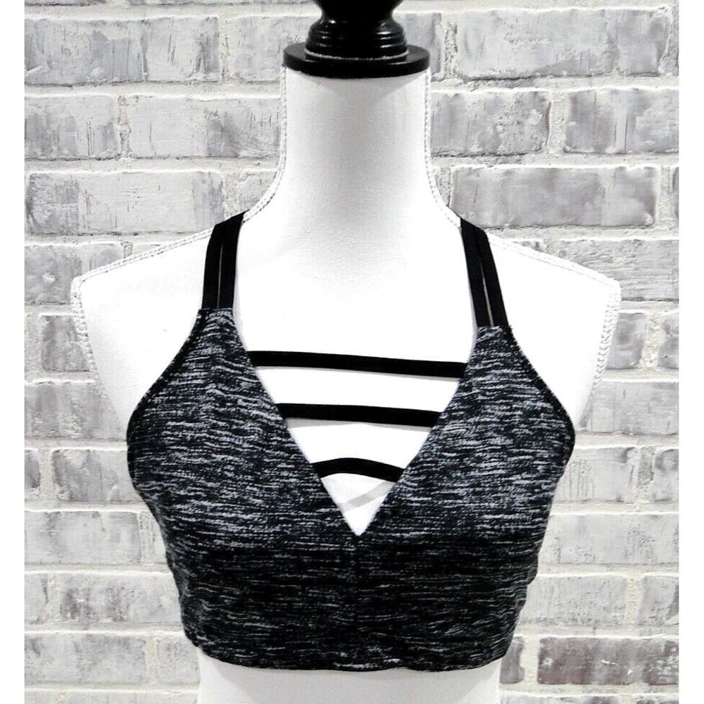 Victoria's Secret VSX Sport Black Strappy Cage Front Racerback Sports Bra L‎